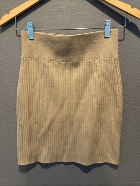 NakedCashmere Ribbed Camel Knit Mini Skirt